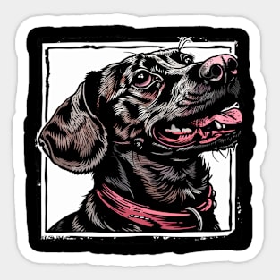 Retro Art Dachshund Dog Lover Sticker